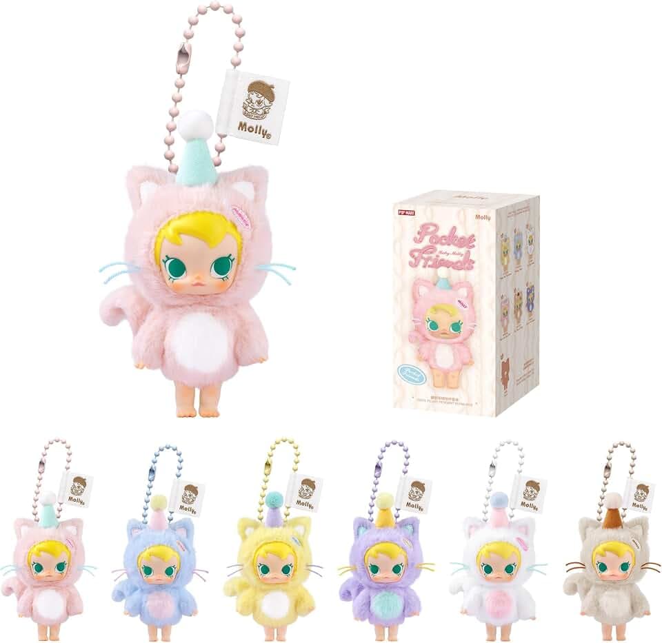 POP MART Baby Molly Pocket Friends Series-Vinyl Plush Pendant Blind Box Figures, Random Design Action Figures Collectible Toys, Single Box