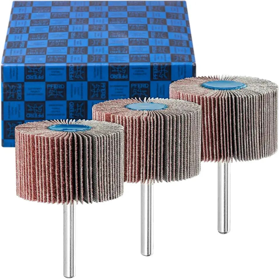 PFERD TOOLS Fächerschleifer-Set F, 3-tlg. | Korund Ø50x30mm Schaft-ø 6mm A60, 80, 120 | 44498004 – für Feinschliff & Finish