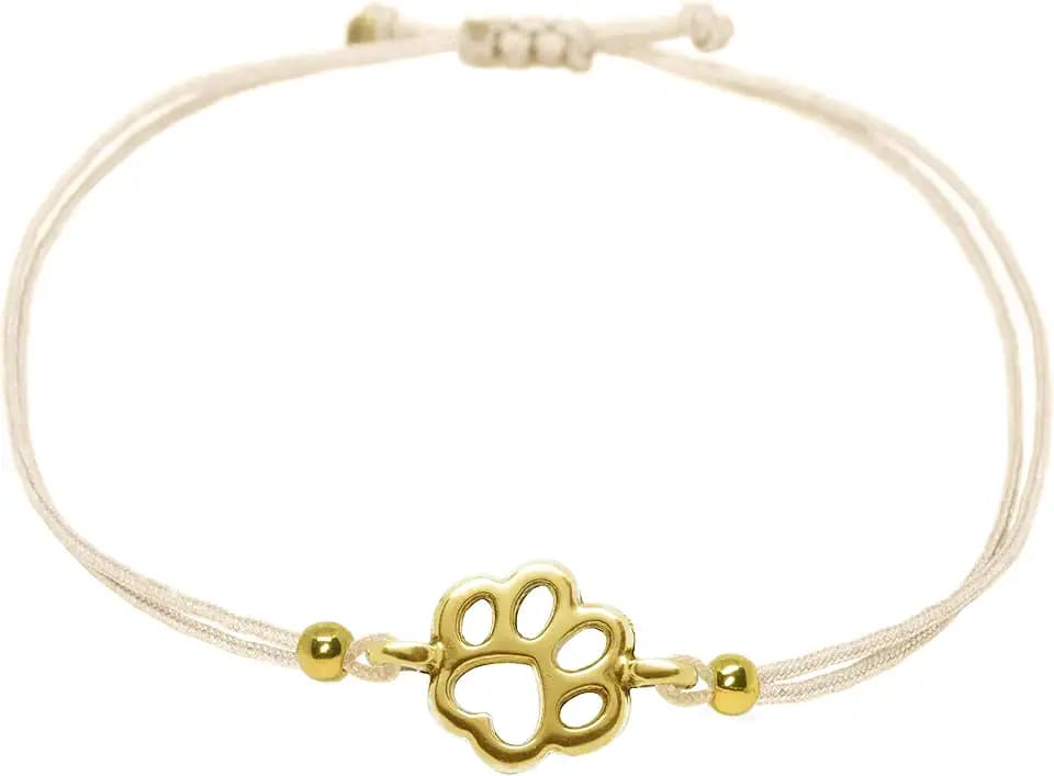 Selfmade Jewelry Armband Damen Pfote Gold Größenverstellbares Armkettchen mit Tatze Handgemacht Inkl. Geschenk-Verpackung