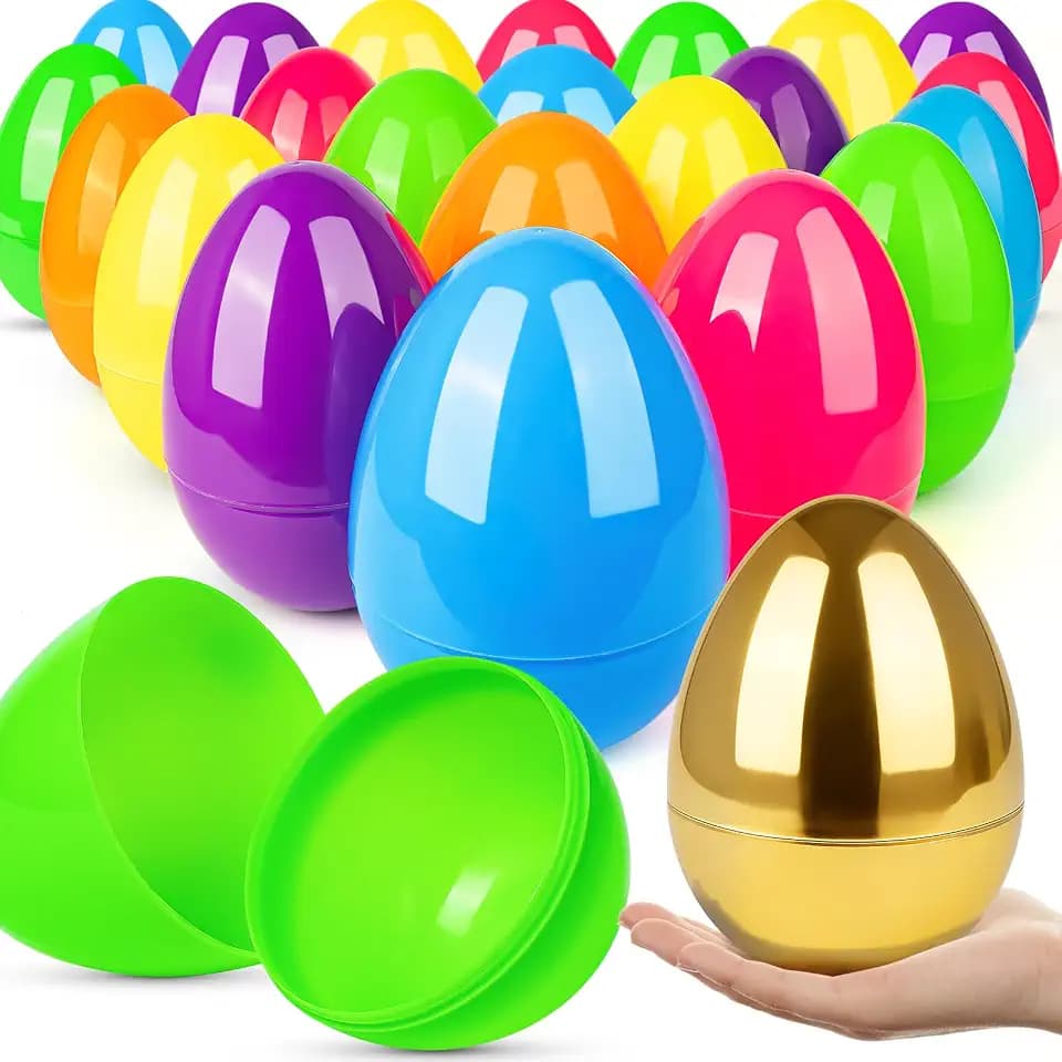 V-Opitos 25 PCS Jumbo Easter Eggs, 6 Inch Large Plastic Easter Eggs, Bulk Fillable Empty Eggs for Easter Egg Hunt, Surprise Eggs, Basket Stuffers Fillers, Easter Party Favor for Kids