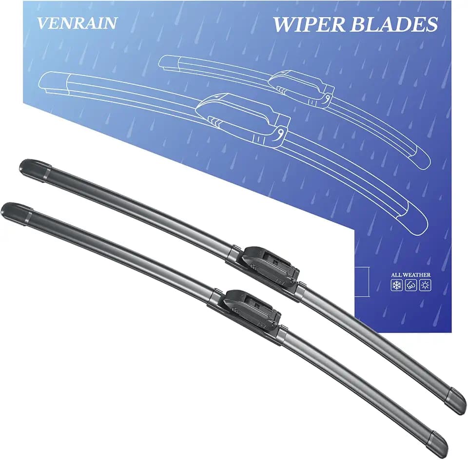 Wiper Blades, OEM Quality, Premium All-Season PTFE Rubber, Quiet & Streak-Free, J-Hook, Automotive Replacement Windshield Wiper Blades (26"+22" Pair for Front Windshield)