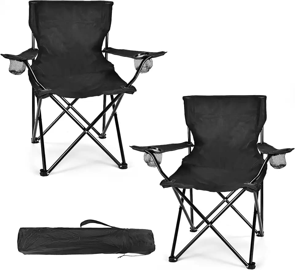 WEIDIORME 2 Pack Lightweight Camping Chairs for Adults & Teens, Capacity Foldable Portable Chairs with Carry Bag, Compact Design for Camping, Beach, Picnics, and Outdoor Events