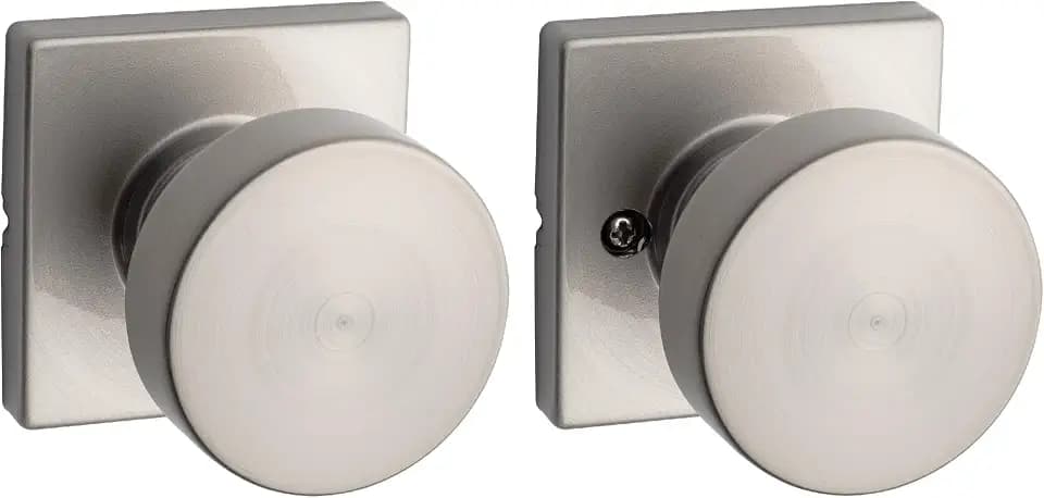 Kwikset Pismo Interior Passage Door Knob, Handle For Closet and Hallway Doors, Non-Locking Doorknob in Satin Nickel, with Microban Protection