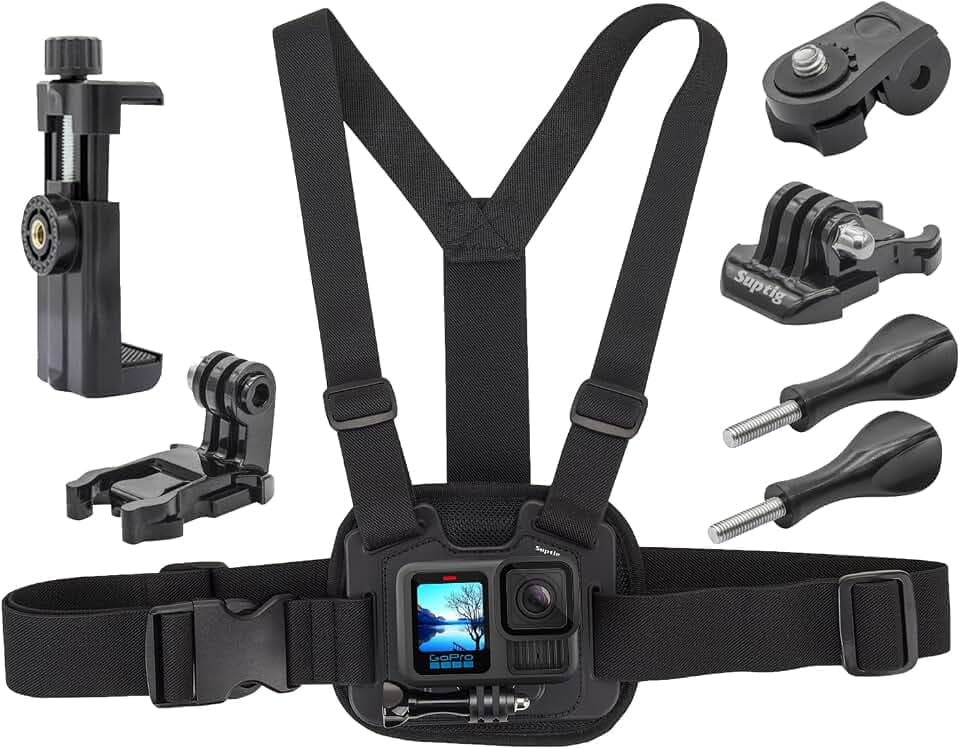 Suptig Brusthalterung, verstellbarer Brustgurt, atmungsaktives Material für GoPro Hero 13 bis Hero 5, AKASO, DJI Osmo und weitere Action-Kameras (RSX-441)