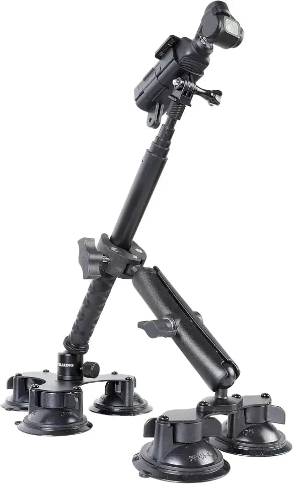 PellKing 5-Suction Cup Car Mount for DJI Osmo Pocket 4 3,Low-Altitude Aerial Shots Vibration-Dampening Car Shooting Rig Compatible with GoPro 13 12 11 10,GoPro MAX 2,DJI OSMO Action Cameras