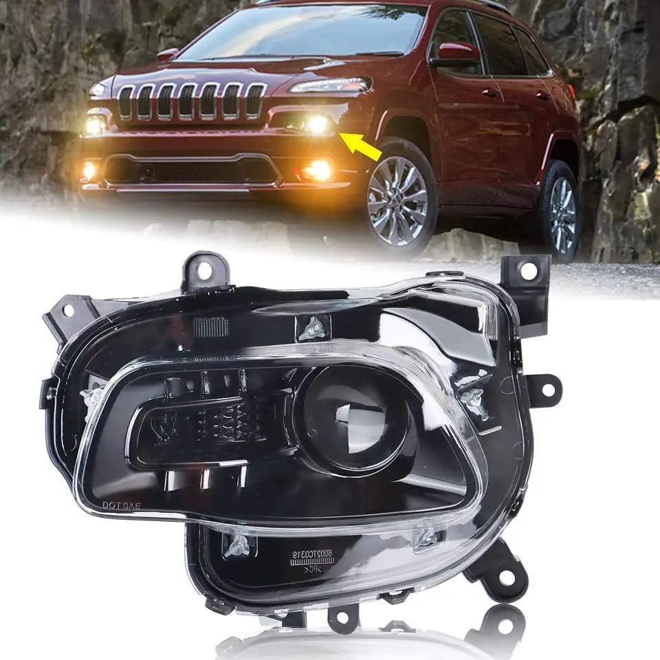 Left Driver Side Halogen Headlight Accessories Compatible for 2014-2018 Jeep Cherokee With Bulbs LH Head lamp Assembly 68102847AE CH2502249