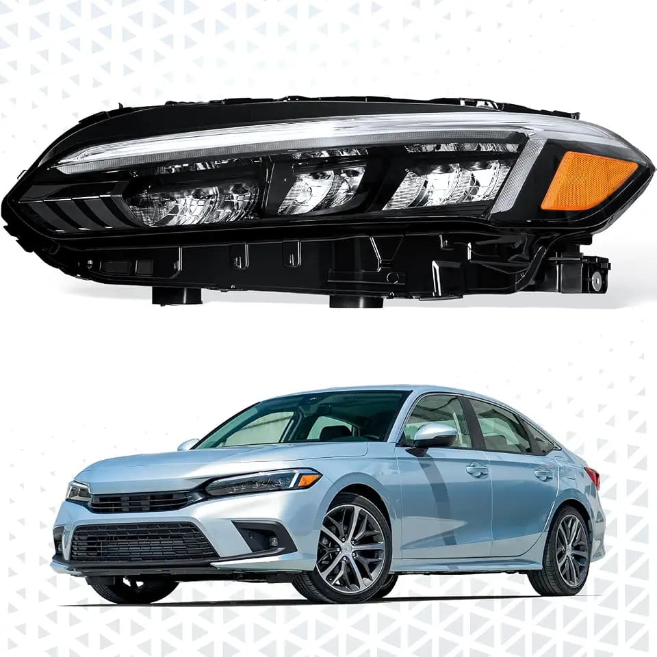 PENSUN LED Headlights Assembly Fit for 2022 2023 Honda Civic Sport Touring 11th Gen Civic, Car Headlight Replacement 33150-T20-A22 (Left Driver Side)