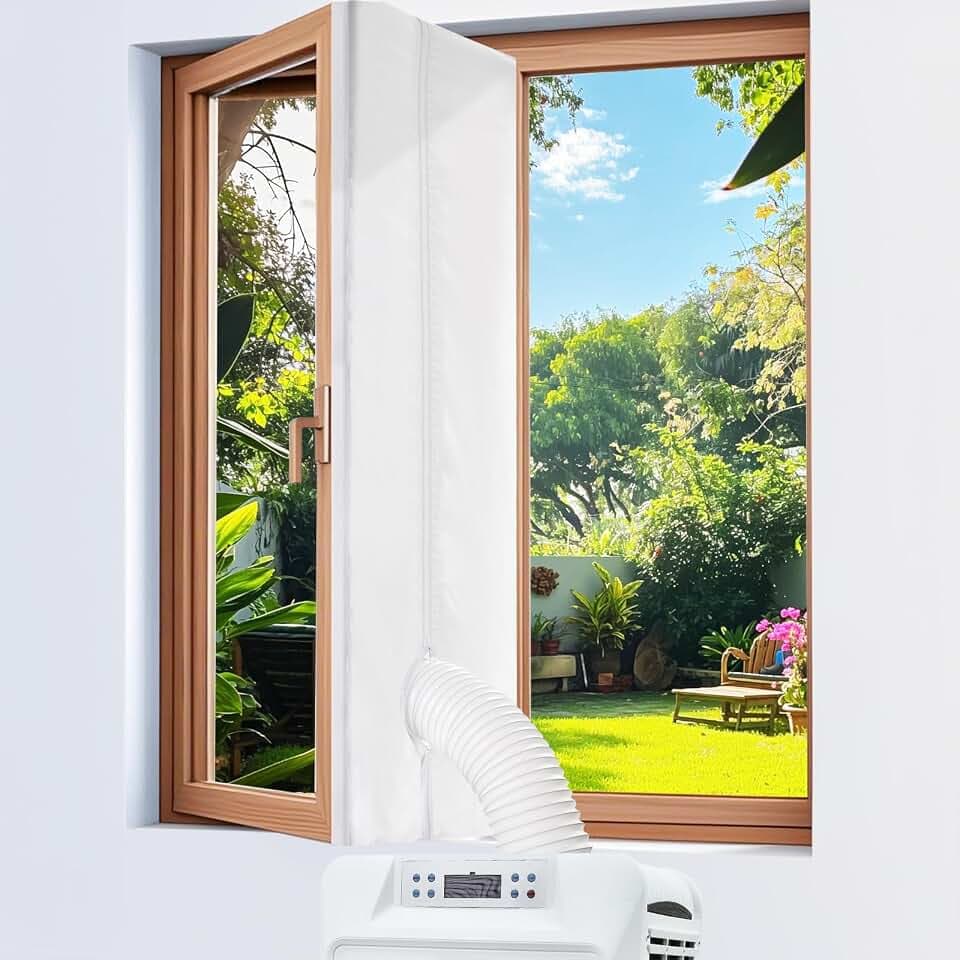 Fensterabdichtung für Mobile Klimageräte, Klimaanlage Fensterabdichtung Dachfenster 300CM, Wäschetrockner, Ablufttrockner, Hot Air Stop, Anbringen an Universell Fenster, Flügelfenster (300M)
