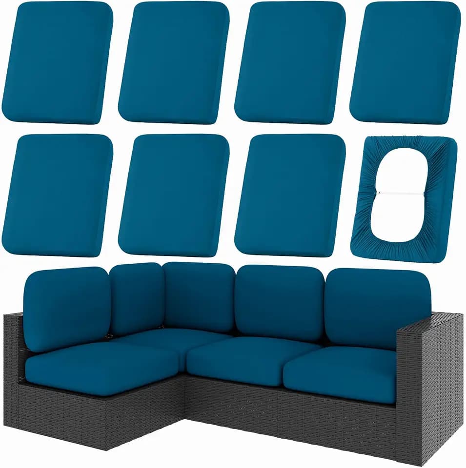 hyha 8Pcs Patio Cushion Covers, Stretch Outdoor Couch Cushion Covers