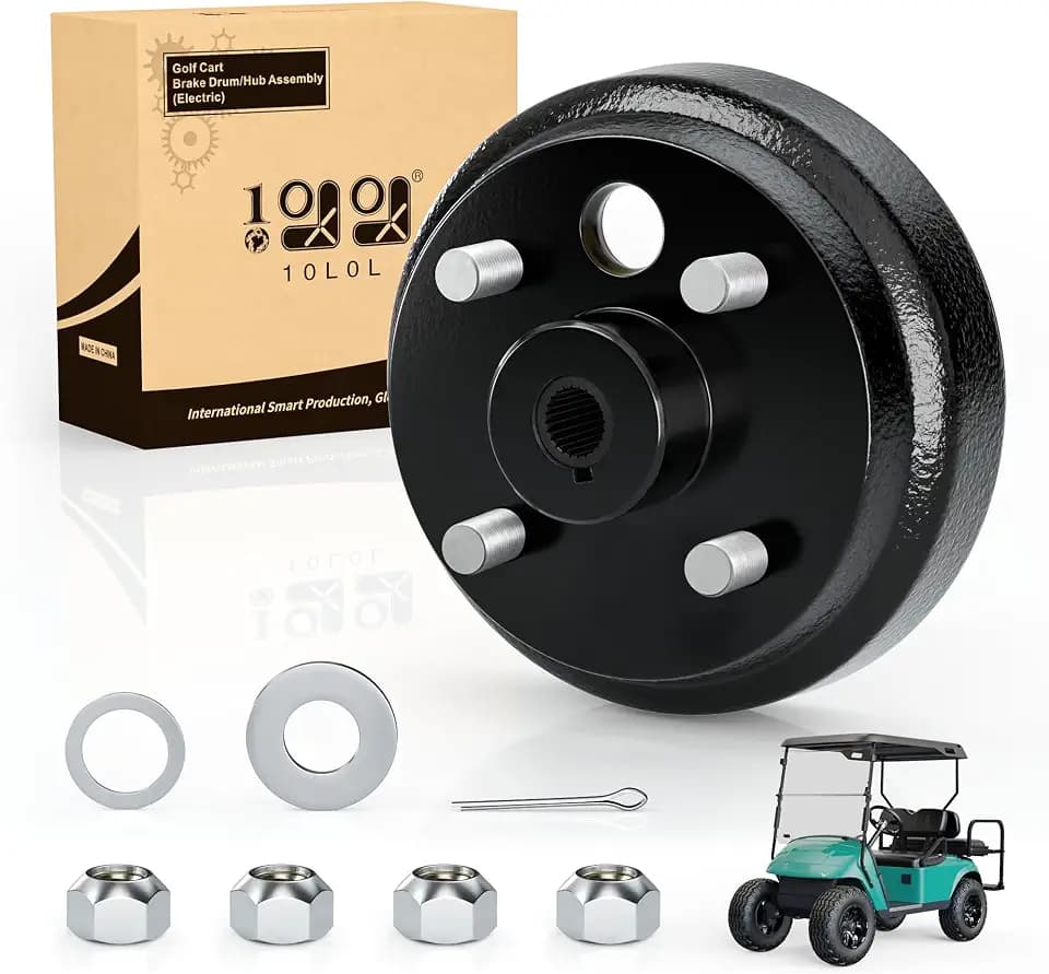 10L0L Golf Cart Brake Drum Hub Assembly for EZGO TXT PDS, Fits 1982-Up Electric & 1982-1993 2-Cycle Gas, Rear Brake Drum Hub, 24 Tooth Star Spline, Replaces OEM 19186G1P