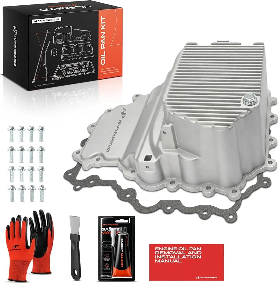 A-Premium Upgraded Aluminum Engine Oil Pan Sump w/Plug, Gasket & Bolts