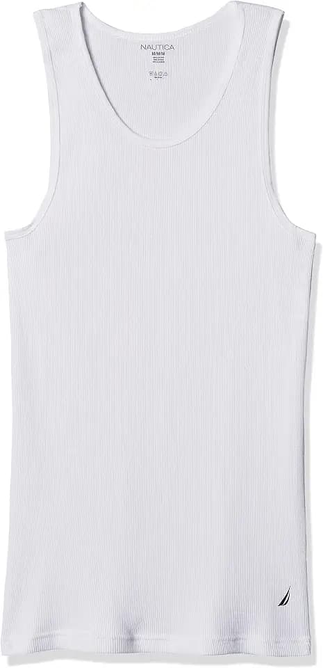 Nautica Men's 4 Pack Ribbed Cotton Tank Undershirts