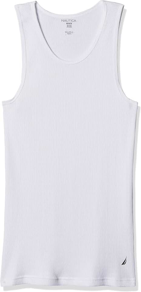 Nautica Men's 4 Pack Ribbed Cotton Tank Undershirts