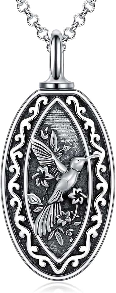 ROMANTICWORK Urnen Halsketten für Asche Schmetterling/Kolibri Kremation Schmuck für Asche mit Kristall Gedenk Asche Anhänger Andenken Schmuck Geschenke für den Verlust eines geliebten