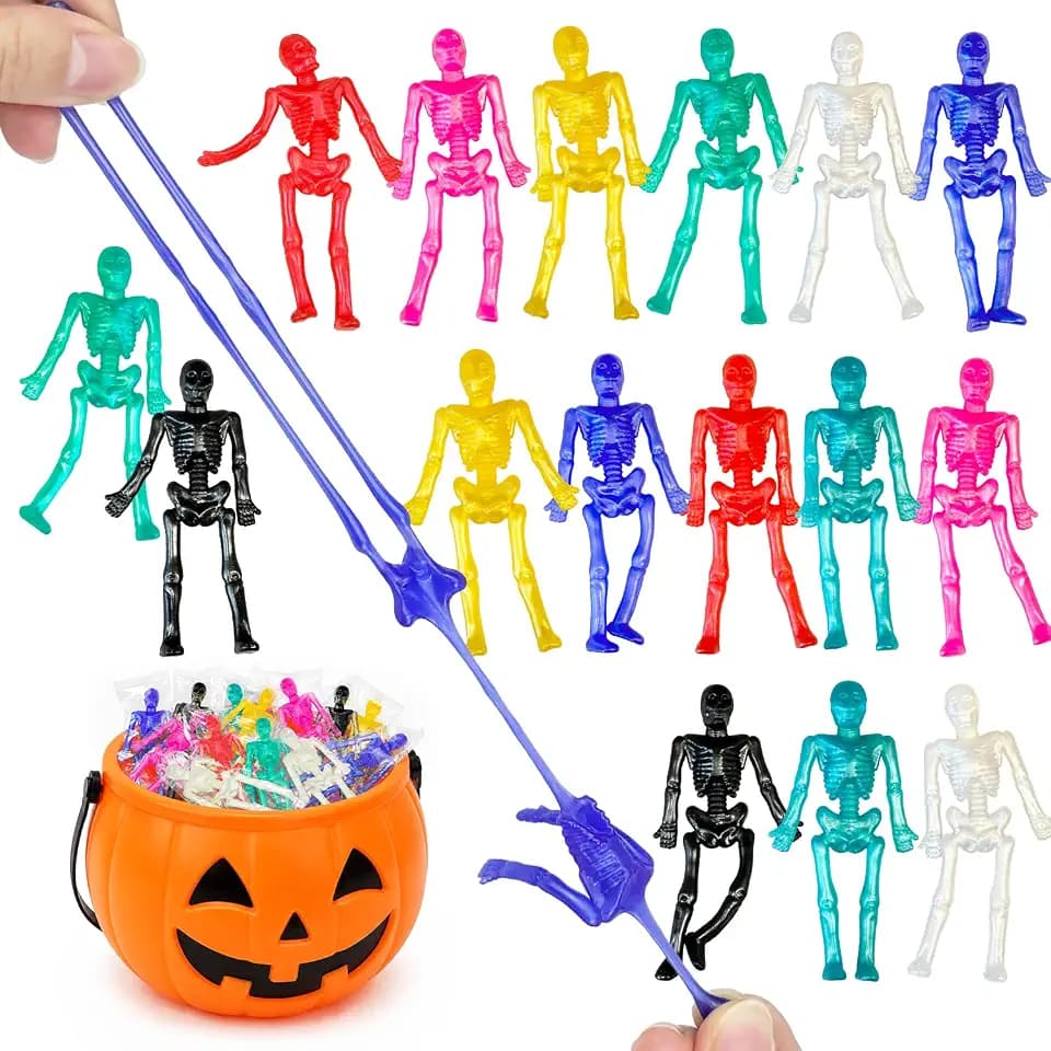 Halloween Stretchy Skeleton Toys 24-60 PCS, Party Favors Gifts for Kids