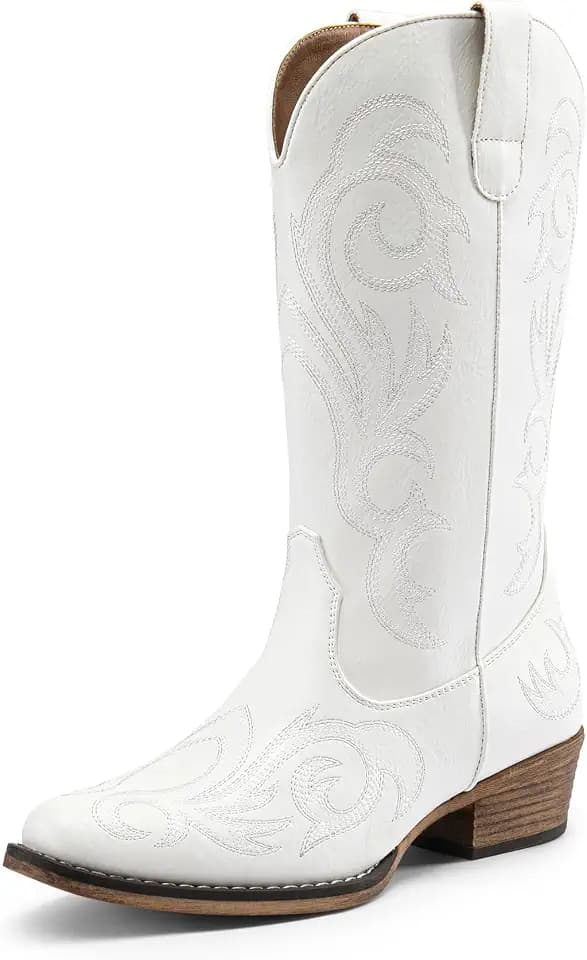 DREAM PAIRS Women's Cowboy Cowgirl Mid Calf Boots
