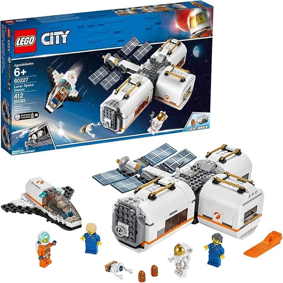 LEGO 60227 City Mond Raumstation, Raumschiff-Spielzeug für Kinder inspiriert von der NASA, Expedition zum Mars Serie