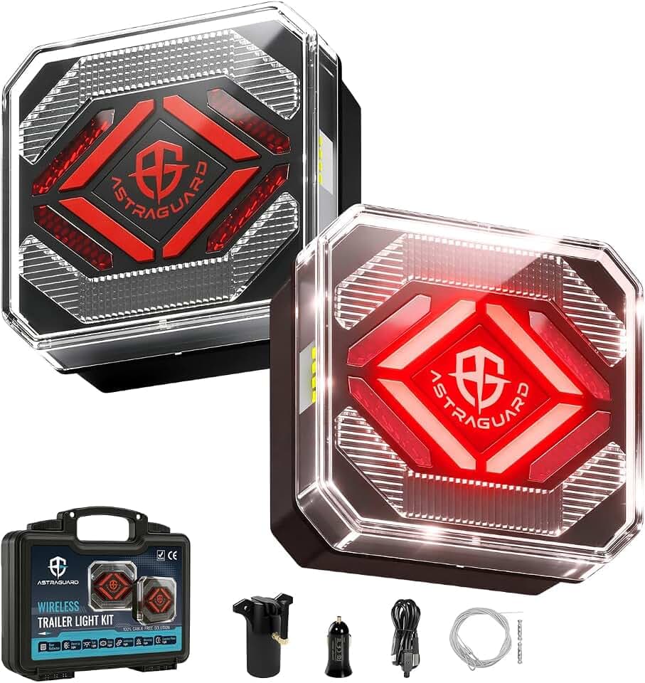 Wireless Trailer Lights, Magnetic Tow Lights, Rechargeable LED Wireless Trailer Light Kit for Truck, Boat, RV, Campers and Utility Trailers, IP67 Waterproof