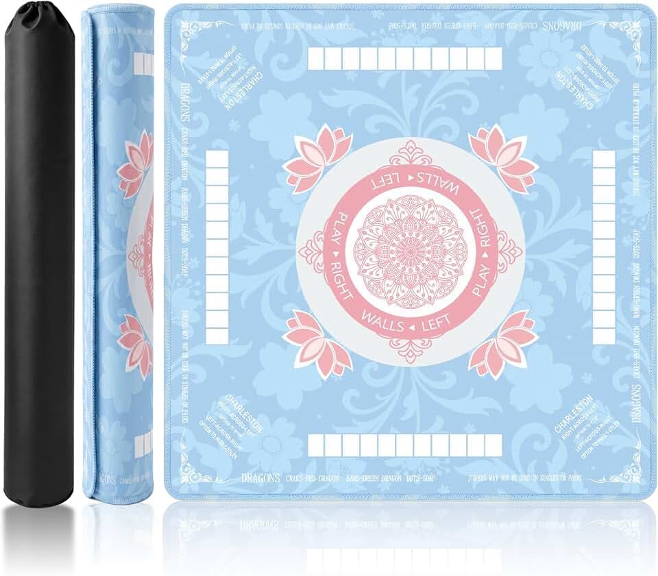 AULEEP Mahjong Mat for Table, 31.5" x 31.5" American Mahjong Mat with Rules