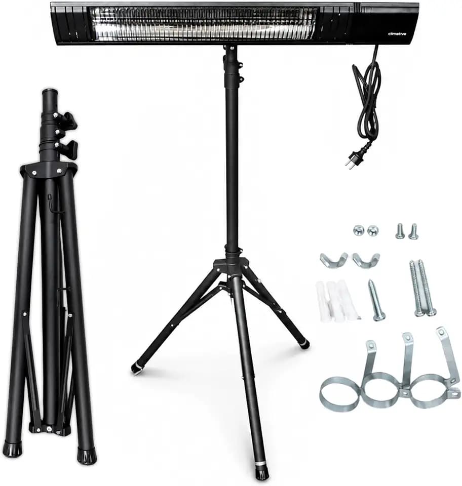 Teleskop-Stativ für Infrarot Heizstrahler IRH-25RAY, Höhenverstellbar 125-188,5 cm, Dreibein Standfuß für Terrassenheizer, Stabil & Elegant, Schwarz, Outdoor & Indoor