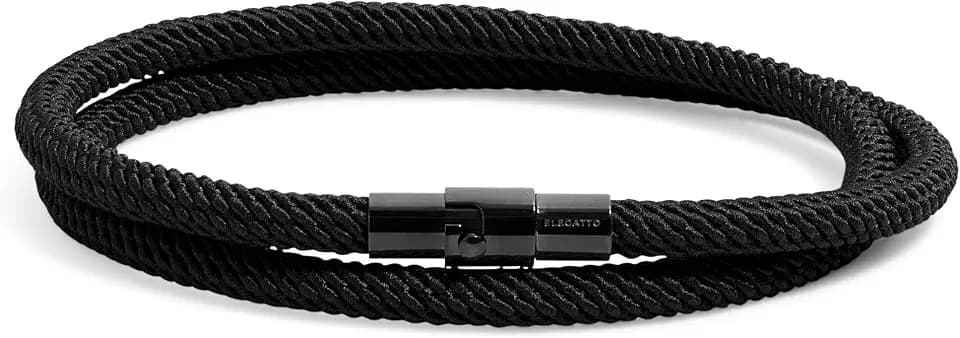 Elegatto Alchor Loop Premium Rope Bracelet for Men | Nylon Marine Cord with Black Stainless Steel Clasp | Waterproof and Fade-Resistant | Men’s Designer Bracelets