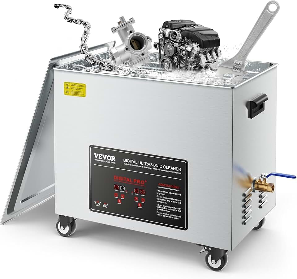 VEVOR 50 L Ultraschallreiniger, professionelle Ultraschallreinigungsmaschine mit Reinigungskorb & Digitalanzeige, 840 W Edelstahl 40 kHz Reinigungsmaschine mit Rädern für Teile Vergaser Instrumente