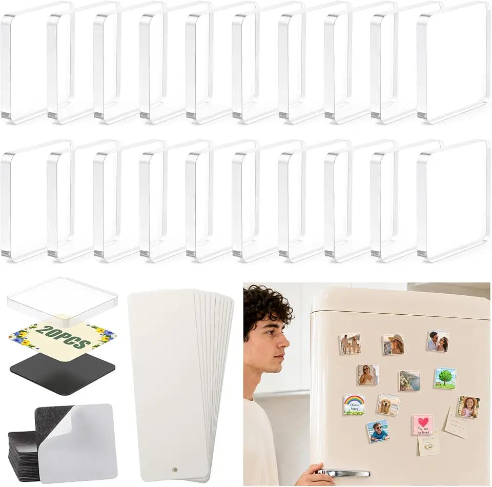 20PCS DIY Fridge Magnet Kit,Clear Acrylic Magnets Kit for Refrigerator