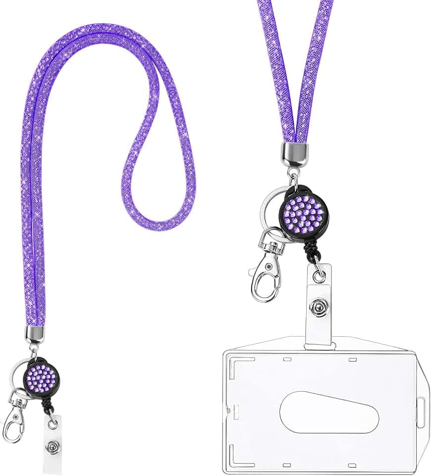 Vicloon Crystal Lanyard Halskette, Kristall Lanyard mit Ausweishalter