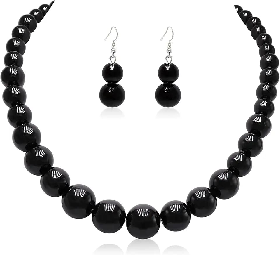 Cryshimmer Pearl Choker Necklace for Women Faux Pearl Beads Strand Necklace Earring Set Costume Jewelry,Gift for Wife Mother