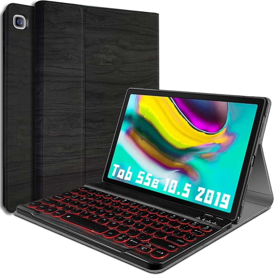 REAL-EAGLE Backlit Keyboard Case for Samsung Galaxy Tab S5e 10.5 Inch 2019(SM-T720/T725/T727), 7 Color Backlights Detachable Wireless Keyboard Case Cover for Samsung Galaxy Tab S5e 10.5" 2019 (Black)