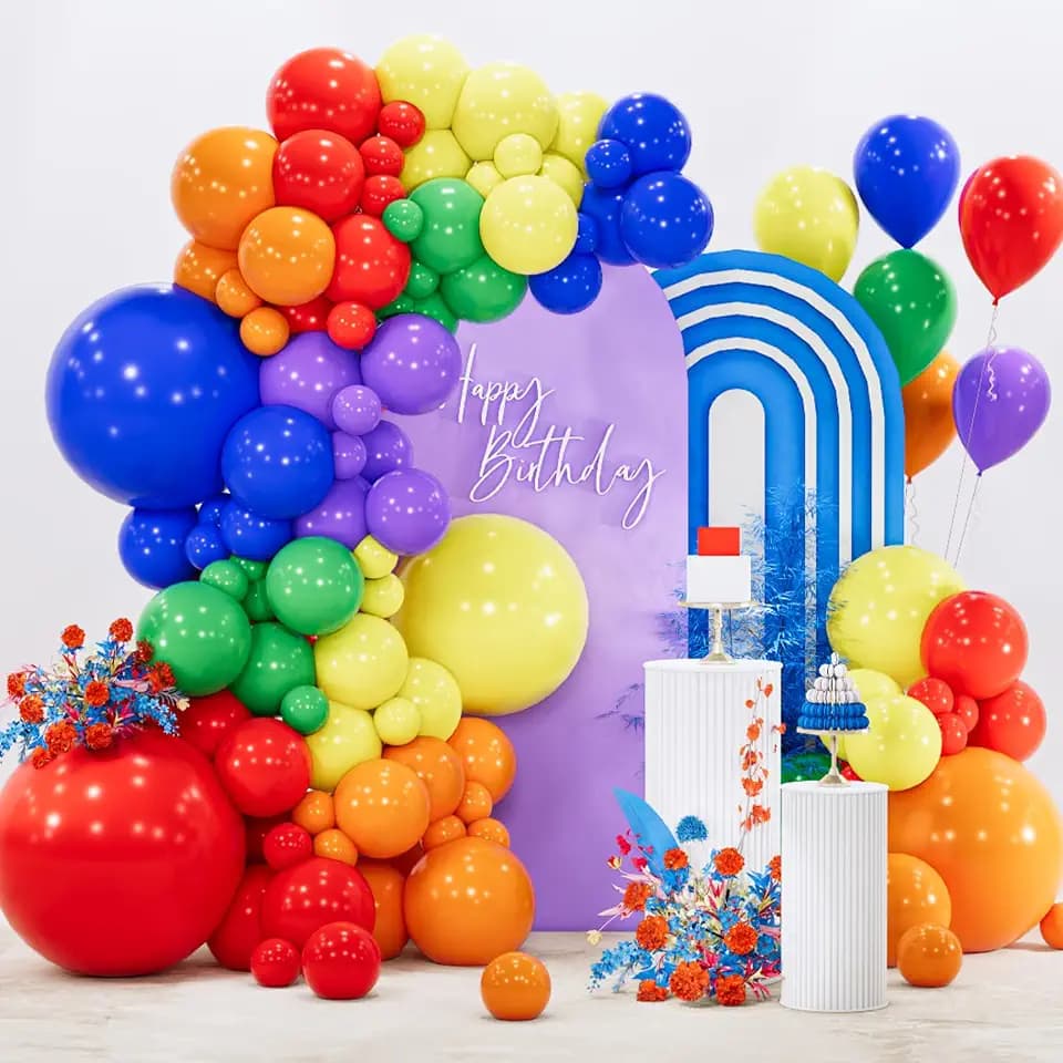 PartyWoo Rainbow Balloon Arch Kit 142pcs Different Sizes of 18 12 5 Inch