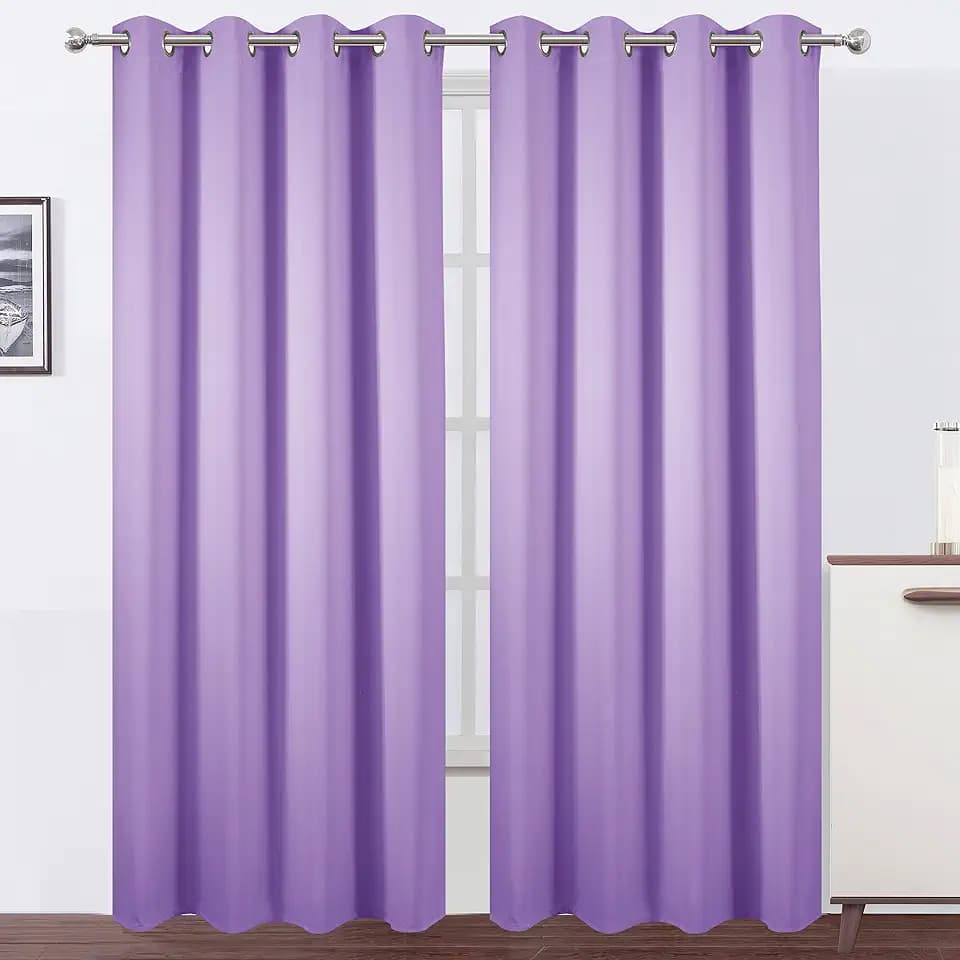 LEMOMO Lilac Blackout Curtains 52 x 84 inch/Lavender Curtains Set of 2 Panels/Thermal Insulated Room Darkening Bedroom Curtains