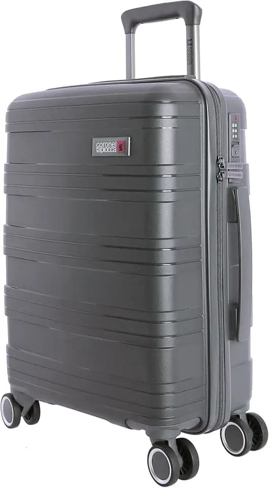 Coronel Tapiocca - Kabinenkoffer 55 x 40 x 20 - Reisekoffer - Kabinenkoffer geeignet für Ryannair - Trolley Gepäck für Flugzeug robust mit 4 360°-Rädern und TSA-Schloss, grau, Klassisch