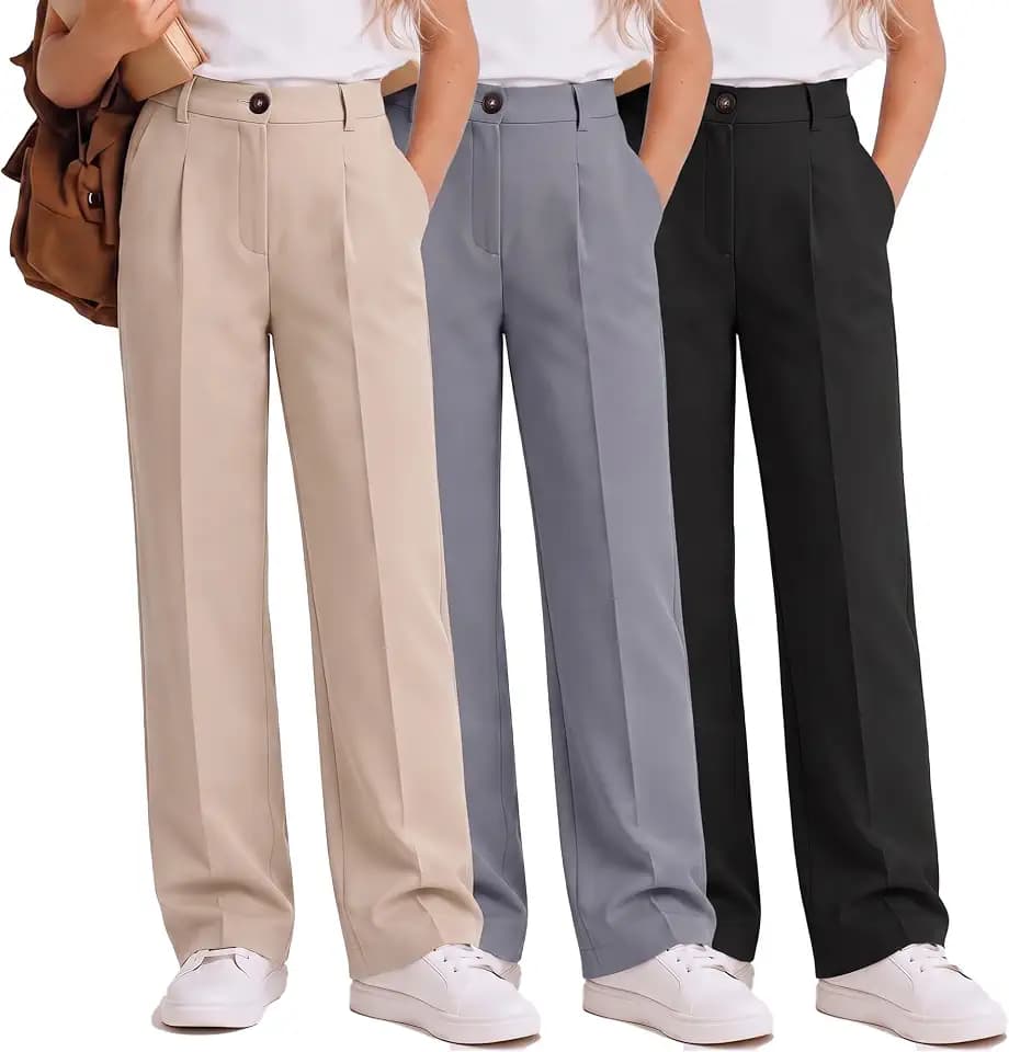 3 Pack Girls School Uniform Pants Teens Dress Pants