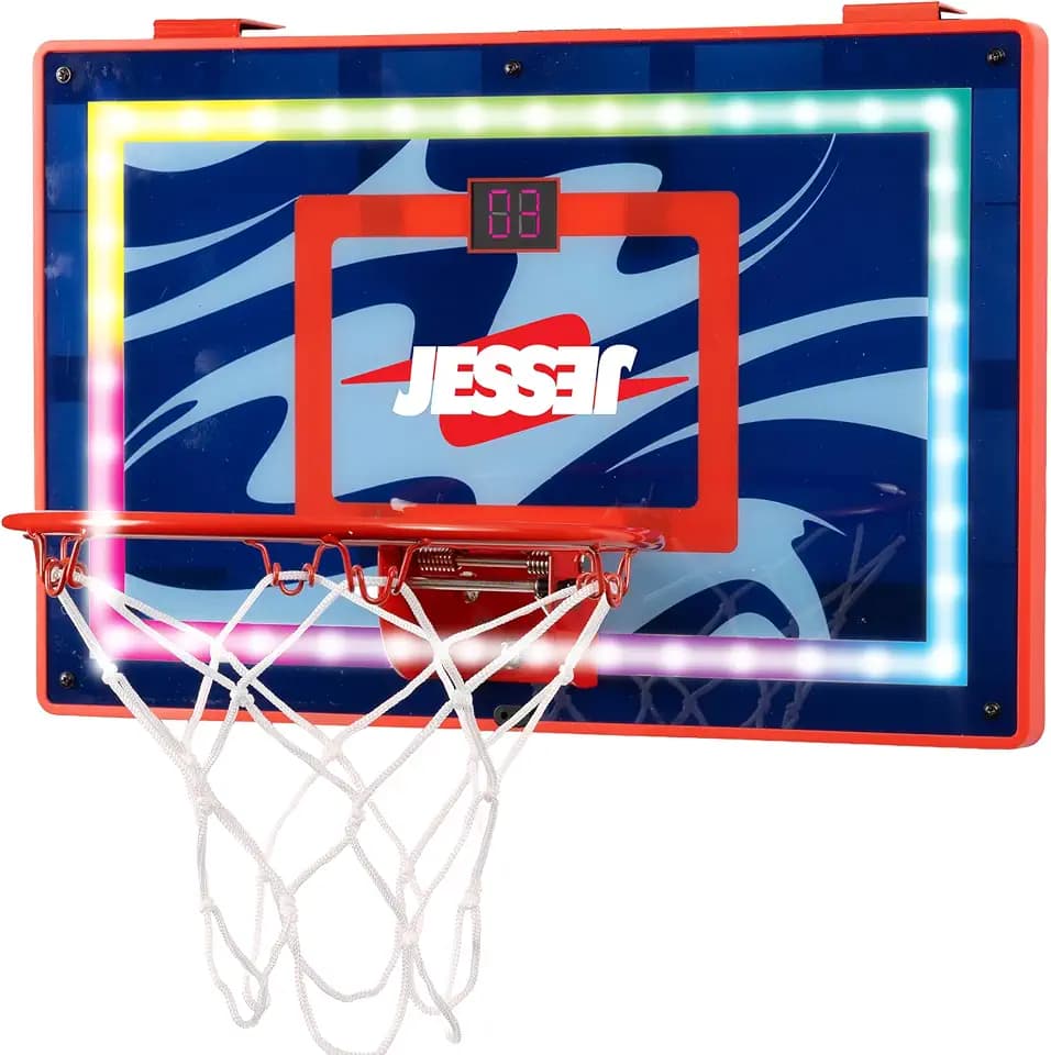 Jesser Basketball Hoop with Balls | Fun Indoor Game for All Ages 6+, Gift for Kids, Children, Teens & Families, Bedroom & Playroom | Toy for Boys & Girls (Ceiling Hoop or Over The Door)