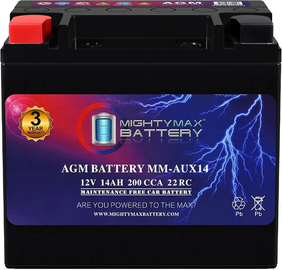 Mighty Max Battery MM-AUX14 Auxiliary Battery 12V 14Ah, 22RC, 200 CCA Rechargeable AGM Car Battery