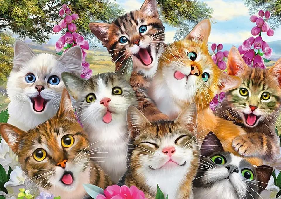Schmidt Spiele 58391 Katzen-Selfie, 500 Teile Puzzle