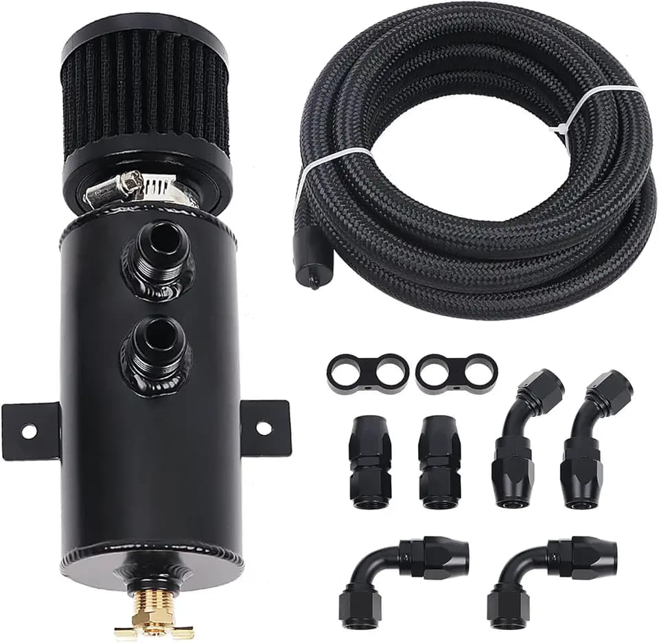 LokoCar 10AN Oil Catch Can Breather Tank AN10 CPE Fuel Line Kit 10FT