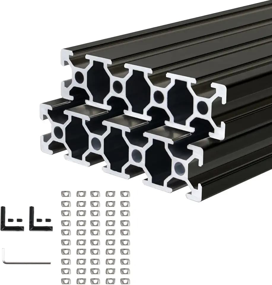 2 Stück 2080 Aluminiumprofil Extrusions 1000mm Nut 6.2 T-Typ Europäischer Standard Eloxierte Linearschiene Aluminium Profil 20x80 Aluprofil mit Zubehör für CNC-Maschinen