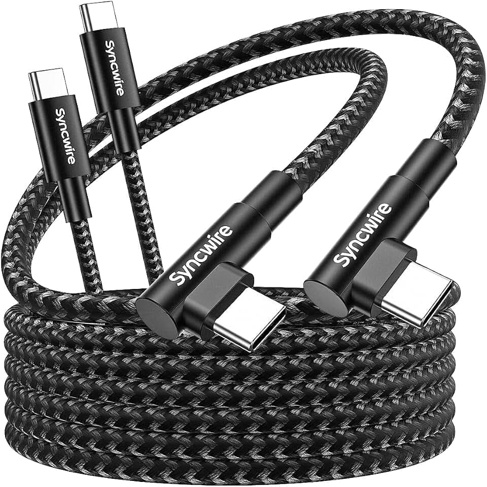 SYNCWIRE USB C auf USB C Kabel 60W, [2M 2 Stück] USB-C Schnellladekabel PD 3.0, Nylon Ladekabel für Apple iPhone 15 Pro Max, Galaxy S24 S23 S22 S21 A55 A25, iPad Air, MacBook, Google Pixel und mehr