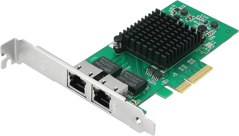 Dual Gigabit NIC with Intel I350 Chip, 1Gb Network Card Compare to Intel I350-T2 NIC, 2 Ports RJ45 Ports, PCI Express 2.1 X4, Ethernet Card with Low Profile for Windows/Windows Server/Linux