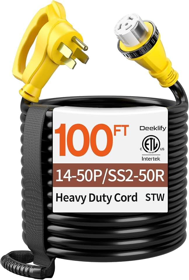 100FT 40 Amp Generator Cord NEMA14-50P/SS2-50R with Twist Lock