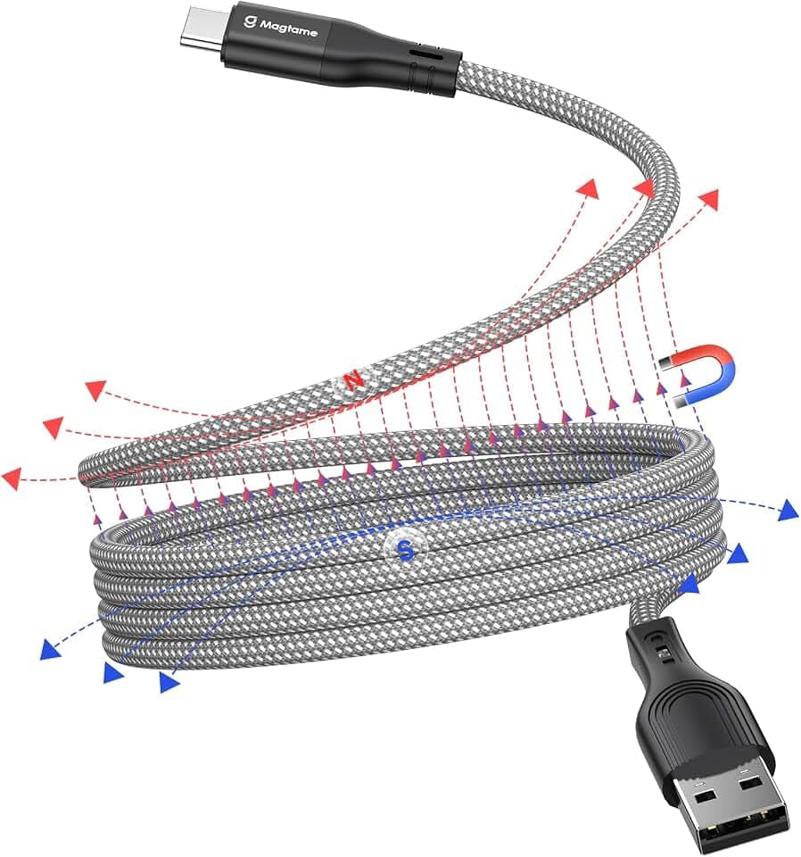 Magtame 1 m USB-A-auf-USB-C-Kabel, magnetisch aufrollbar, Schnellladekabel