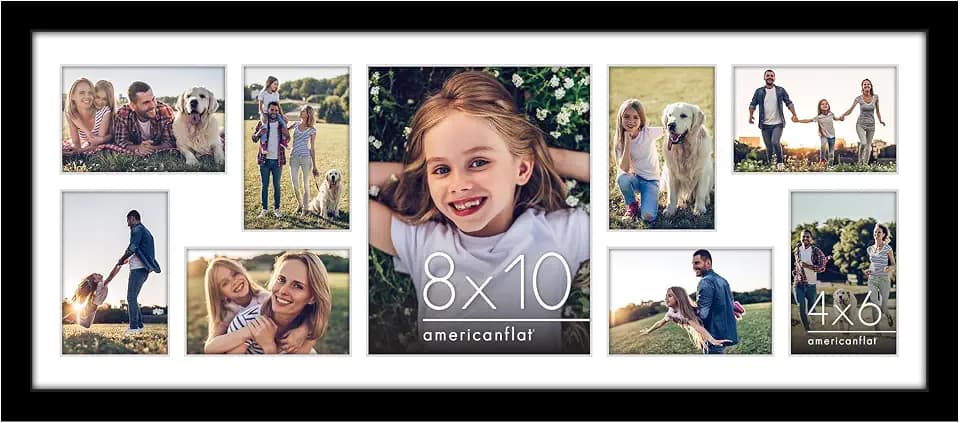 Americanflat 12x30 Collage Picture Frame - Fits 9 - Engineered Wood - Black