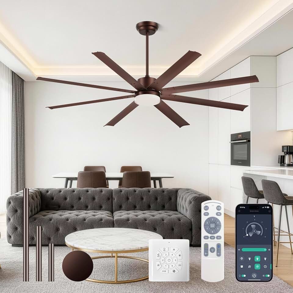 Carrefour 72 Inch Ceiling Fan with Light,8 Aluminum Blades,No Light Option