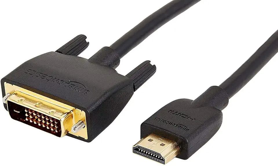 Amazon Basics HDMI to DVI Adapter Cable, Bi-Directional 1080p, Gold-Plated, 6 ft, Black, 36-Pack