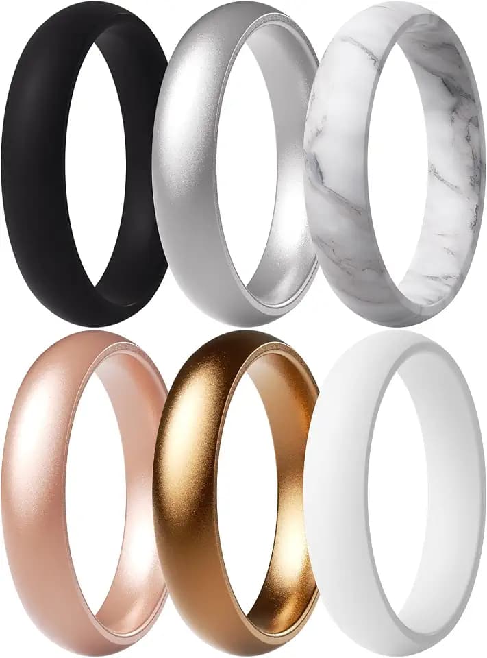 ThunderFit Silicone Bridal Rings Set for Women, Wedding Bands 5.5mm Wide