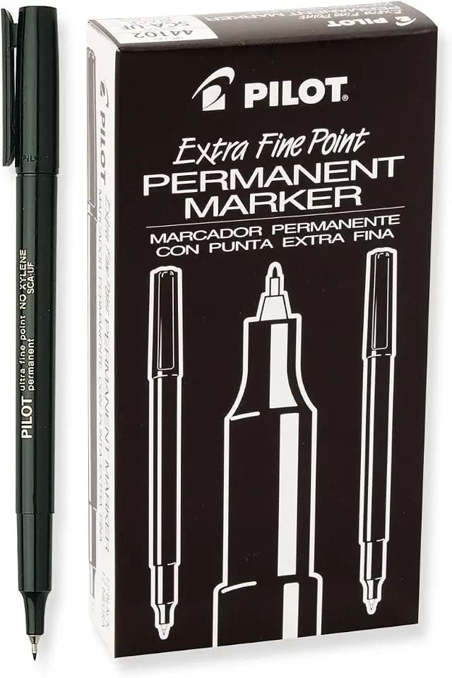 PILOT Extra Fine Point Permanent Markers, Marker Pens, Black Ink, 12-Pack