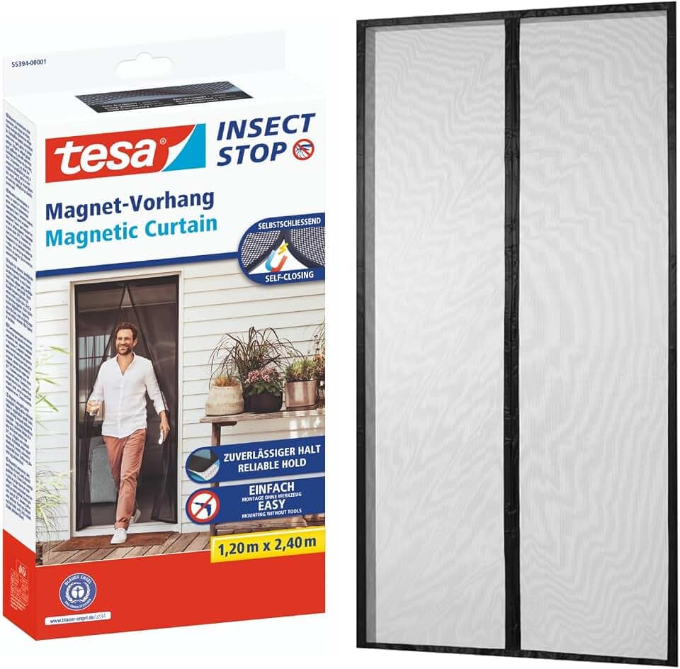 tesa INSECT STOP Magnetvorhang XL - 2,4 m x 1,2 m Anthrazit