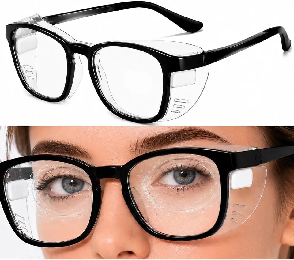 Moisture Chamber Glasses for Dry Eyes, TR90 Dry Eye Relief Glasses for Work, Reading, Study and Daily Use, with Reusable Moisture Pads, Large